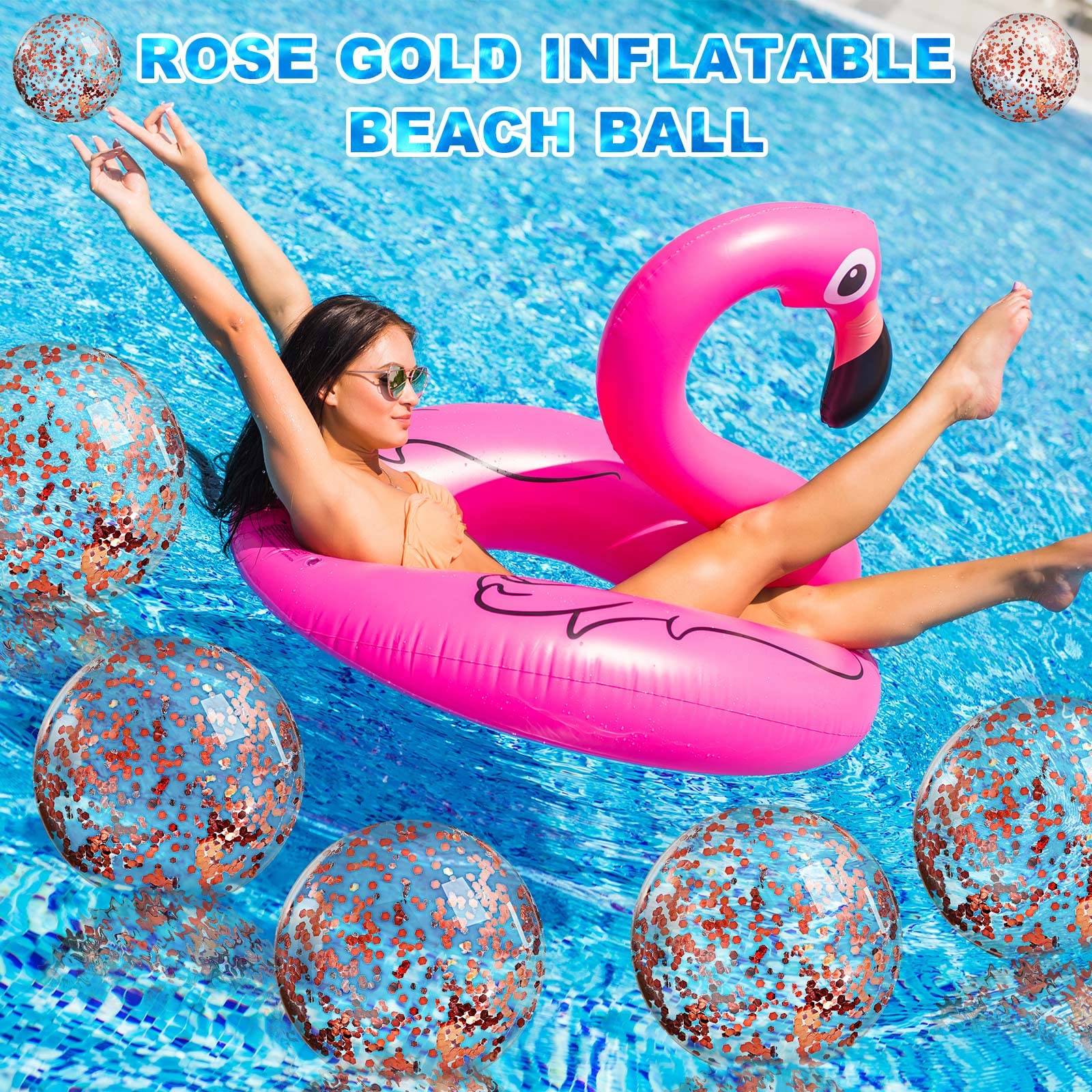 Civaner clear inflatable beach ball confetti adds bright pool party accents