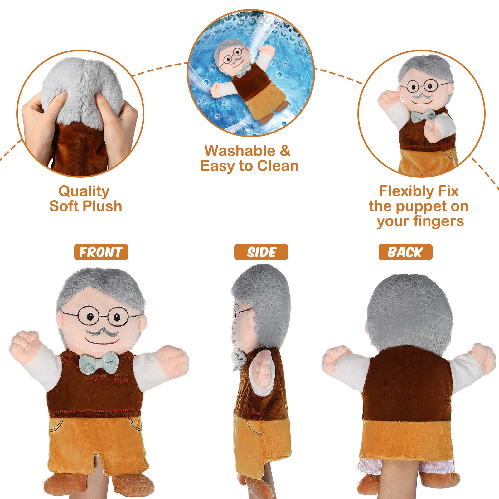 Civaner grandmother puppet designed for warm family narratives and classroom use.