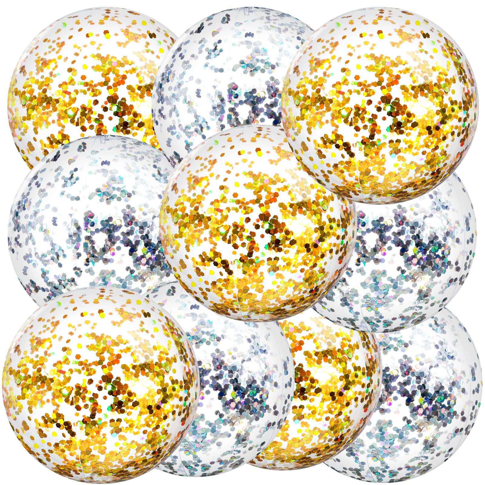 Civaner glitter beach ball 16in in gold adds elegant wedding decor sparkle.