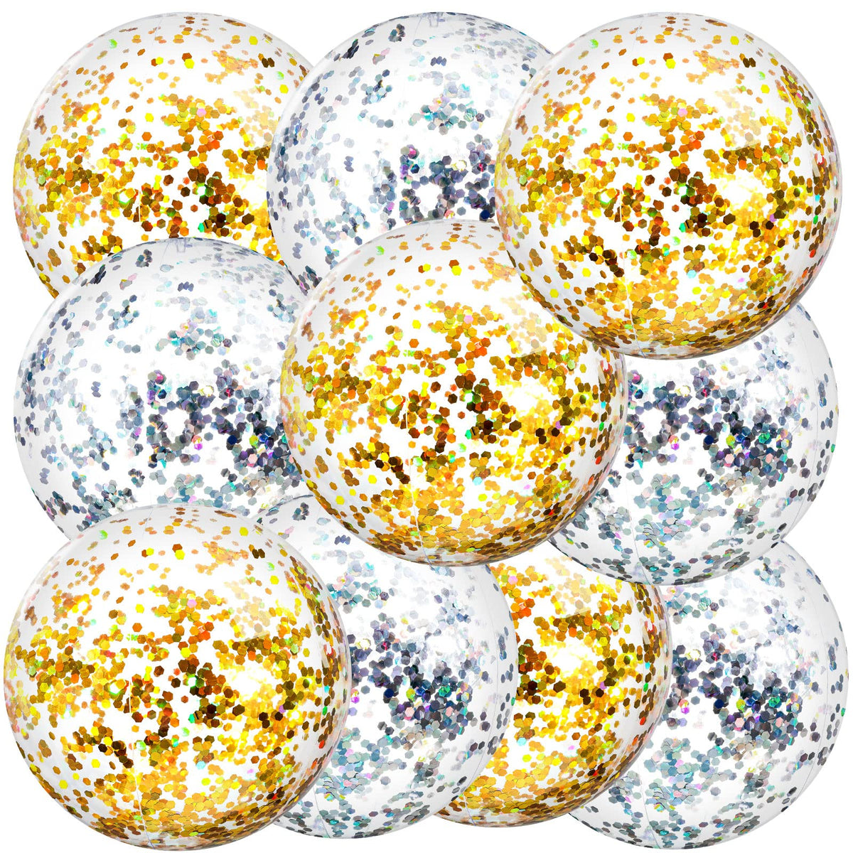Civaner glitter beach ball 16in in gold adds elegant wedding decor sparkle.