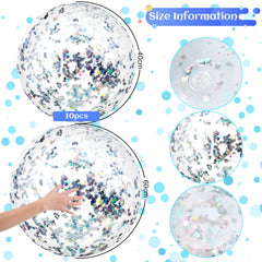 Civaner inflatable beach ball with silver glitter for photo-worthy pool moments