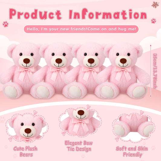 Civaner pink teddy bear close-up showcases soft plush texture.