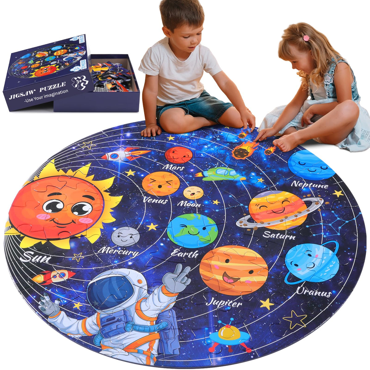 Civaner solar-system floor puzzle full round laid out for space learning and discovery.