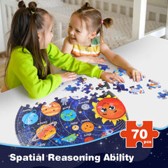 Civaner solar-system floor puzzle packaging showing 70-piece jumbo design.