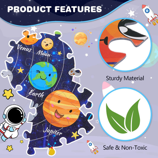 Civaner solar-system floor puzzle planet close-up highlighting vibrant planetary illustrations.