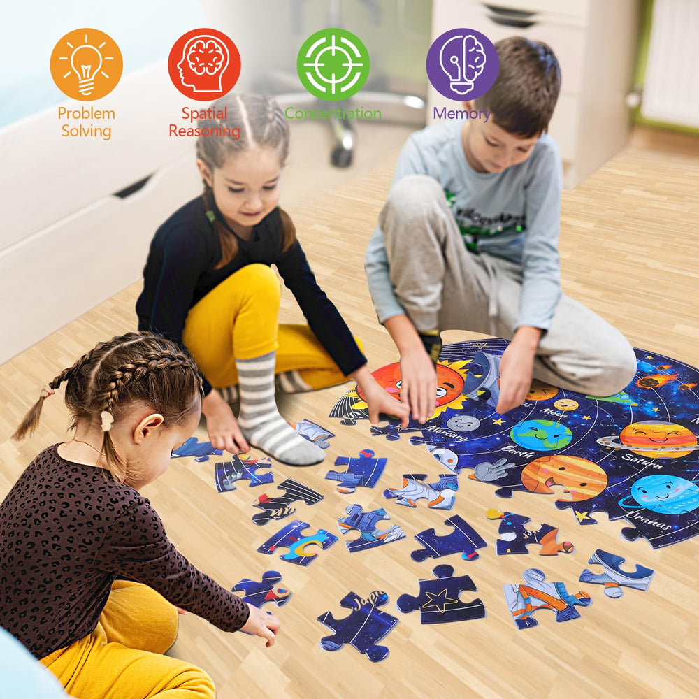 Civaner solar-system floor puzzle safe cardboard materials with smooth edges.