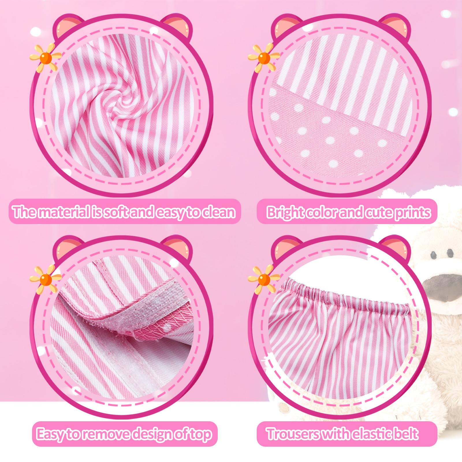 Civaner stripe bear clothes pink hat adds a cute finishing touch