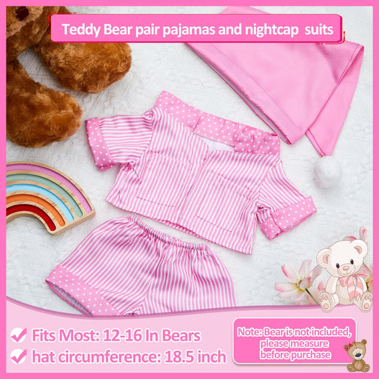 Civaner stripe bear clothes pink pants add cozy styling for 12-16 inch bears