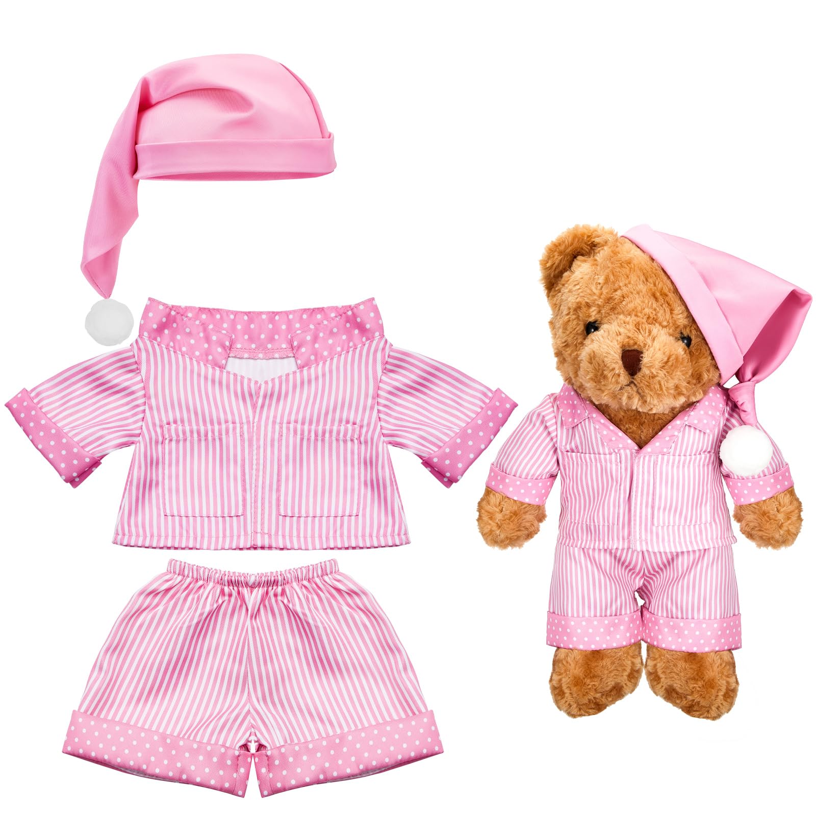 Civaner stripe bear clothes pink shirt to dress plush bear for bedtime play