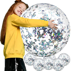 Civaner six-pack glitter beach balls shine in sunlight for pool party decor.