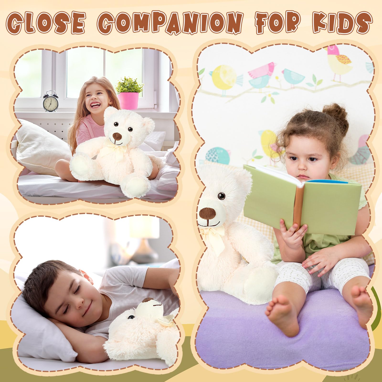 Civaner white teddy bears arranged on sofa for cozy decor