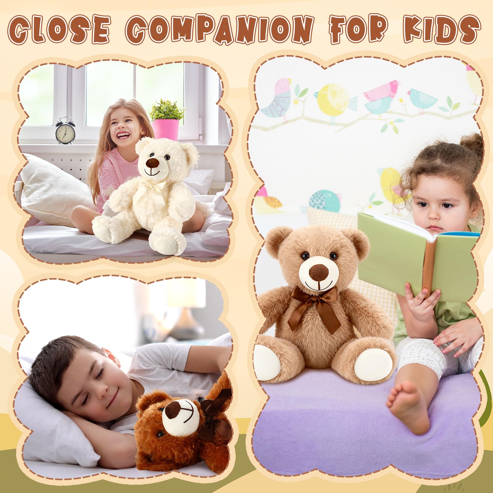 Civaner gray teddy bear plush, cute focal point for shelves.