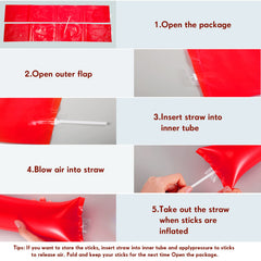 Civaner red cheer sticks in packaging showing 24 bags for sharing.