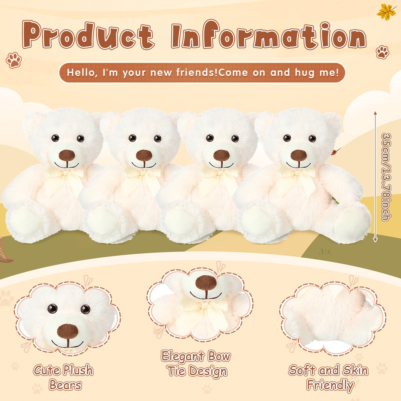 Civaner close-up of white teddy bear showing soft fur and stitching