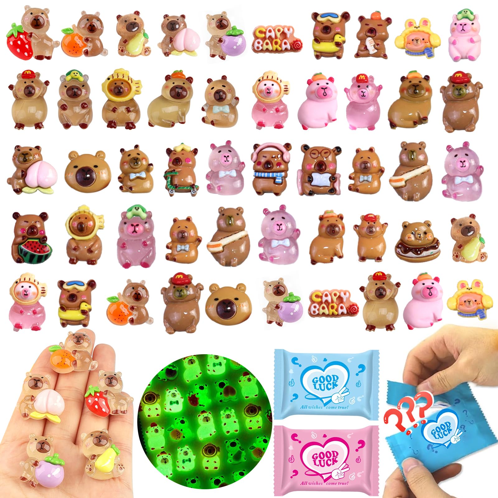CIYOJA mini capybara glow-in-the-dark figure for night-time display