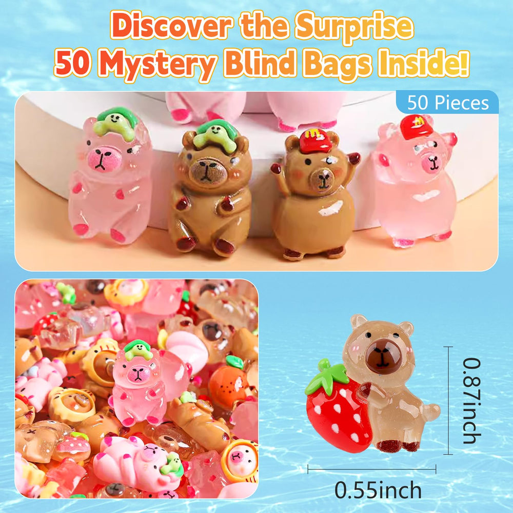 CIYOJA 50pcs capybara collection shown in vibrant display