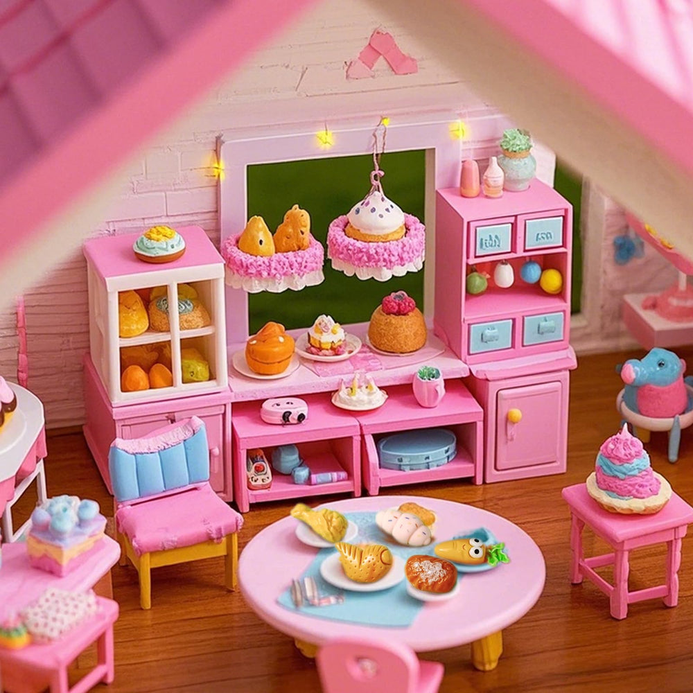 CIYOJA dollhouse kitchen with tiny foods for imaginative play