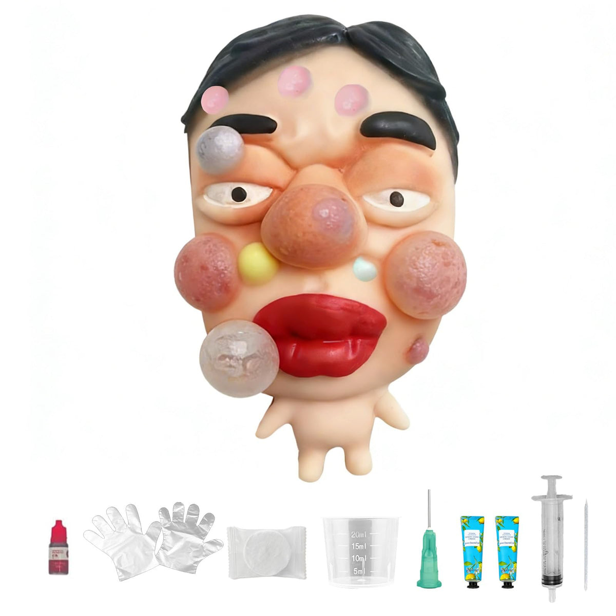 CIYOJA PoutFace large silicone toy front view for satisfying squeezes and stress relief.