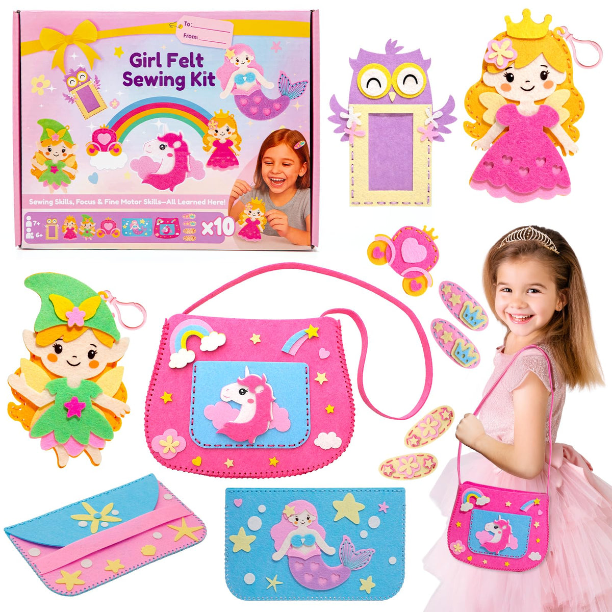 CiyvoLyeen kids sewing kit cover with colorful felt crafts; introduces basic sewing skills.