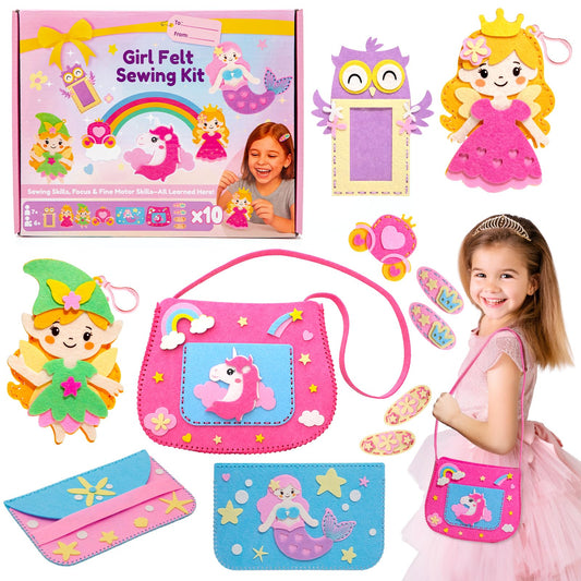 CiyvoLyeen kids sewing kit cover with colorful felt crafts; introduces basic sewing skills.