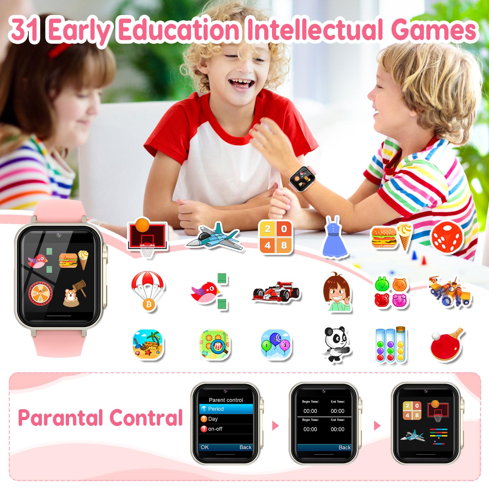 cjc kids smart watch user playing one of 30 puzzle games