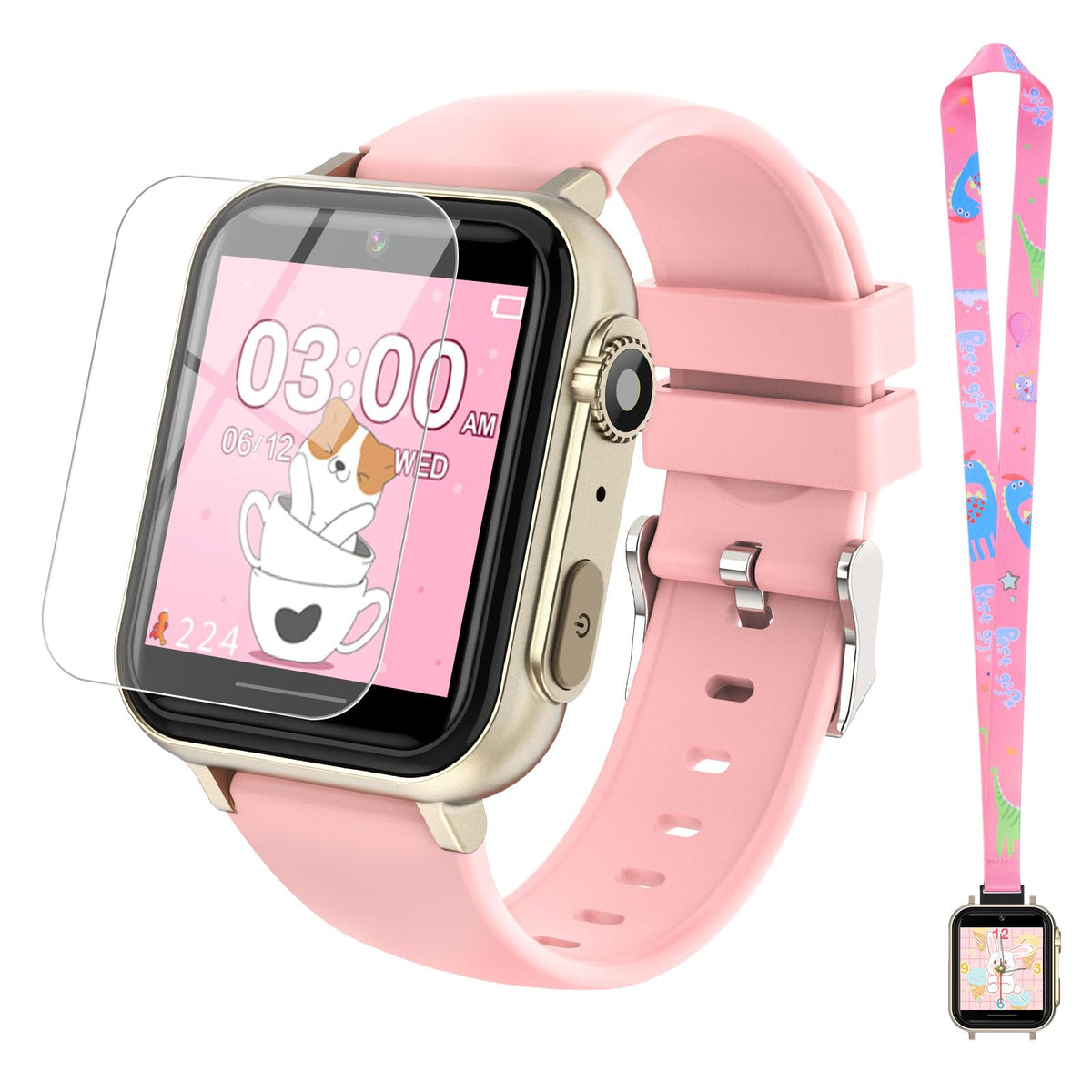 cjc kids smart watch on pink wrist designed for learning and play