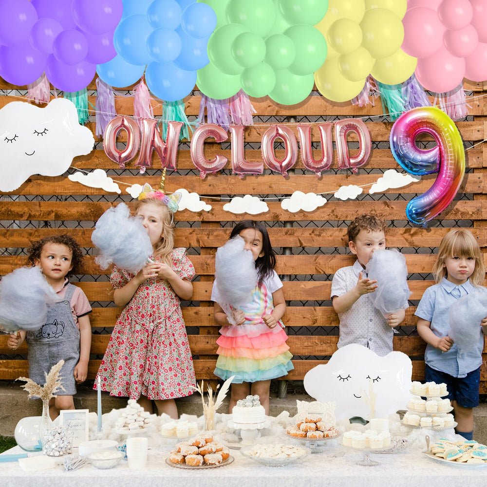 CJDCXY On Cloud 9 smiling white cloud foil balloon centerpiece