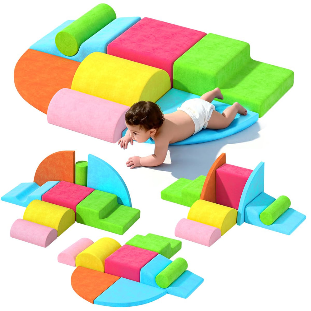 CJdropshipping 8-piece toddler climbing blocks in rainbow colors for safe indoor exploration