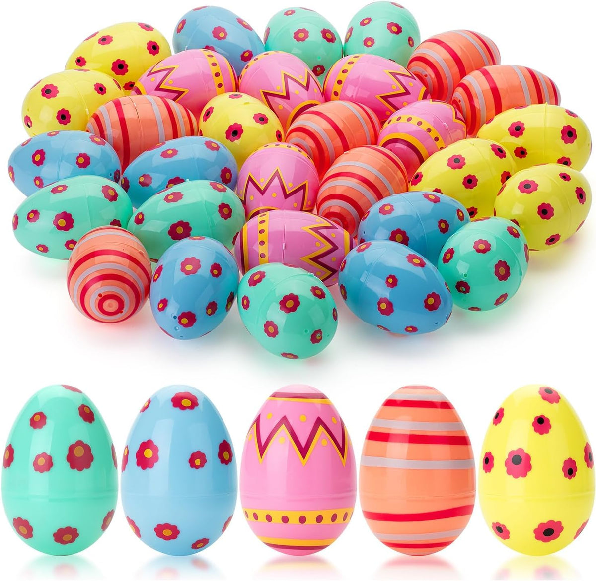 CJYGEGE 3-inch jumbo egg with floral pattern, ideal for Easter egg hunts.