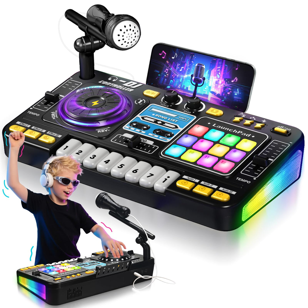 CL FUN DJ Mixer Kids with lights display for interactive play
