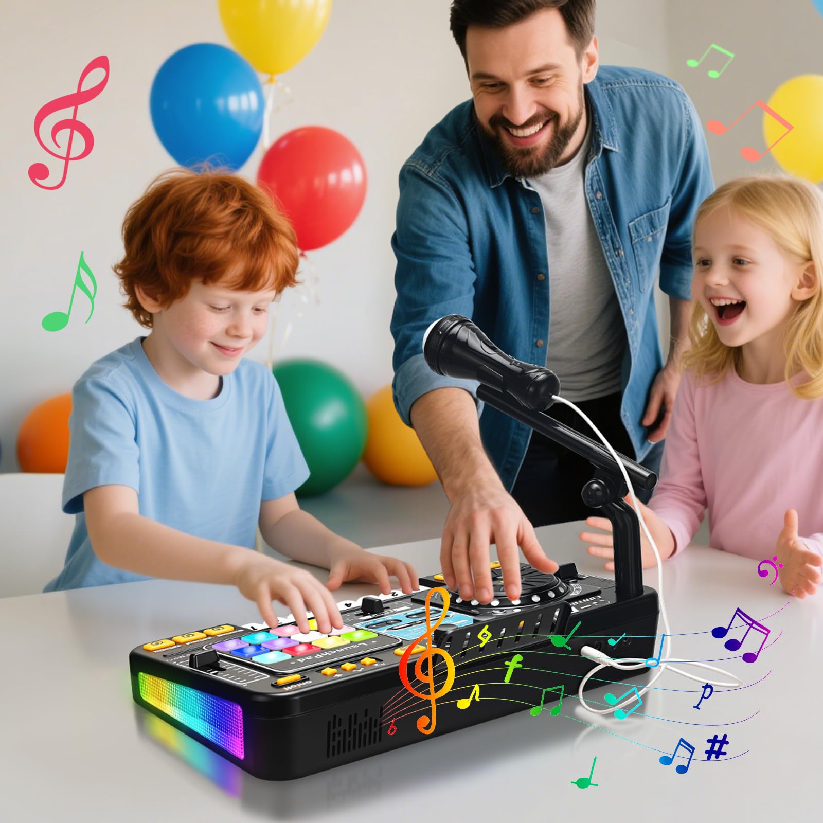 CL FUN DJ Mixer Kids stand with sheet music invites practice