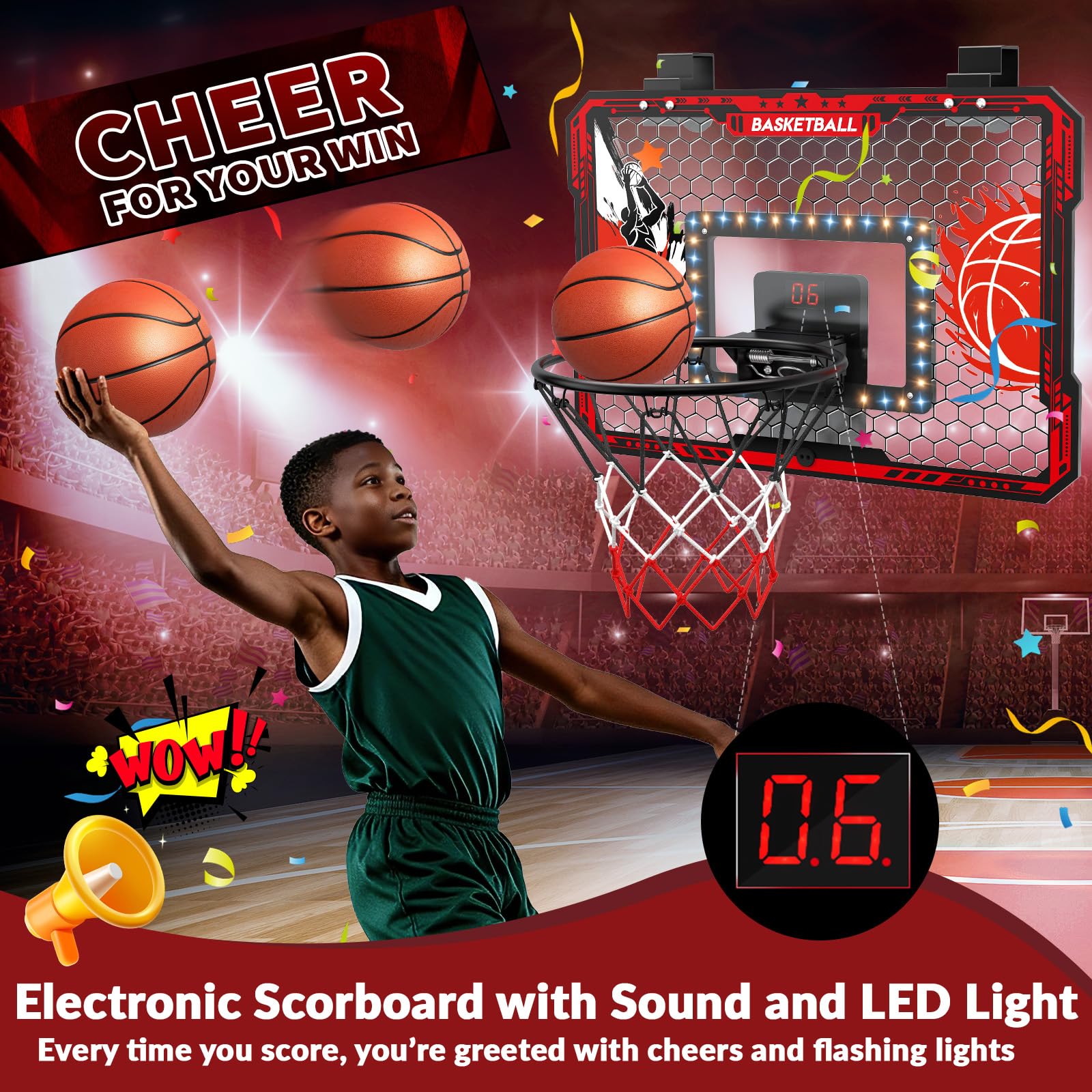 CL FUN LED scoreboard displays scores during family-friendly games.