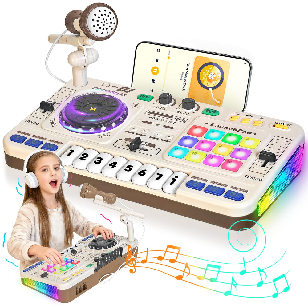 CL FUN Toddler DJ Mixing Table with vibrant lights for imaginative play.
