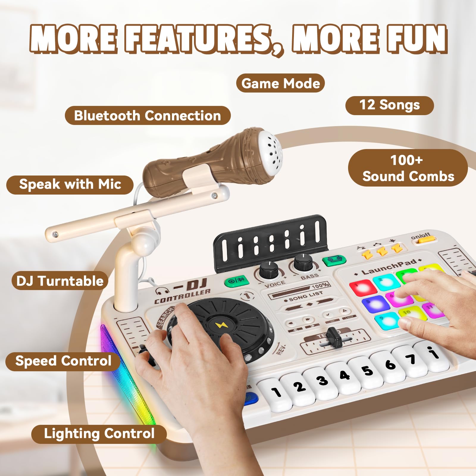 CL FUN Toddler DJ Mixing Table turntable for creative sound mixing.