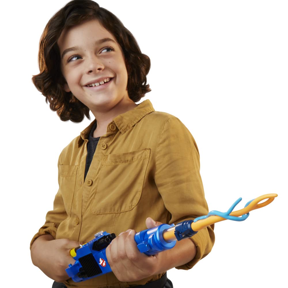 Classic blue Ghostbusters costume close-up captures retro styling for nostalgic play.