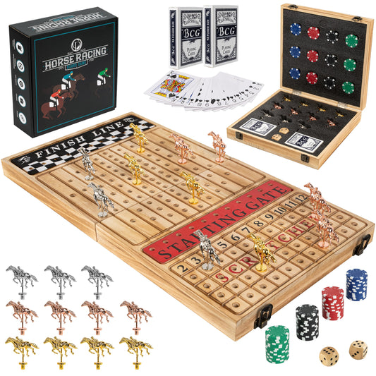 Classic Decor Horse Racing Board Game board with charred wood finish for stylish play and display.