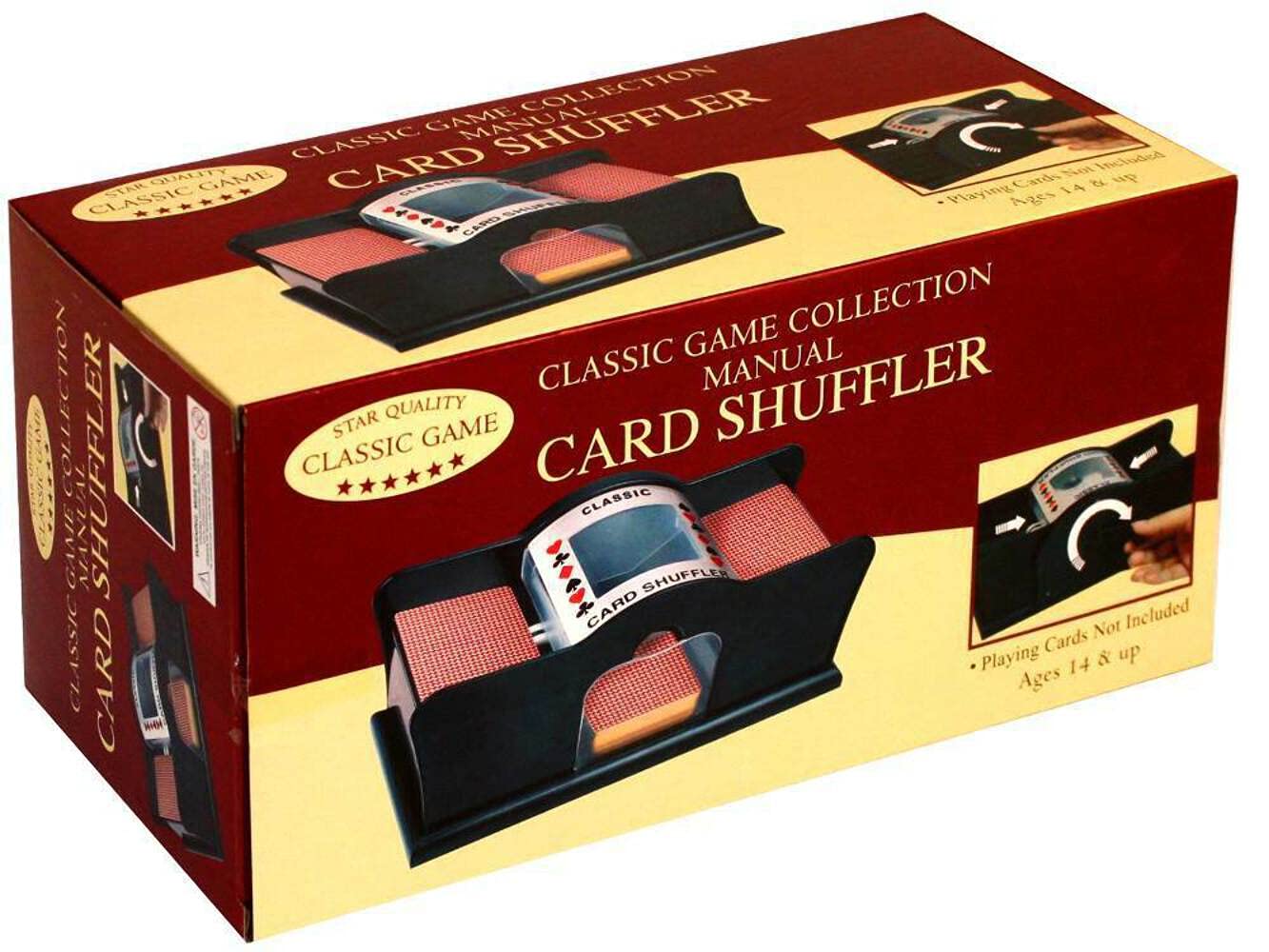 Classic Game Collection manual card shuffler with 2-deck capacity for poker or bridge