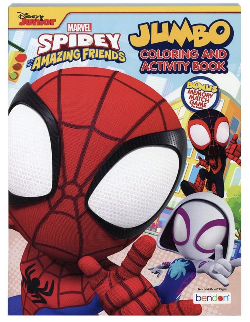 Classroom Supply Spidey coloring pad back featuring memory match game for added playtime.
