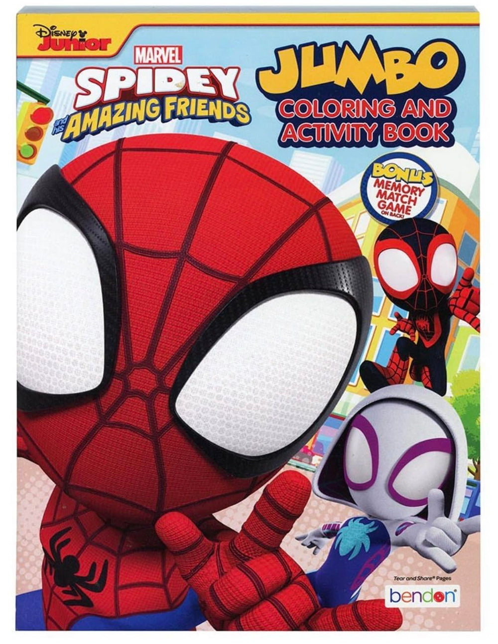 Classroom Supply Spidey coloring pad cover with vibrant hero scenes for creative play.