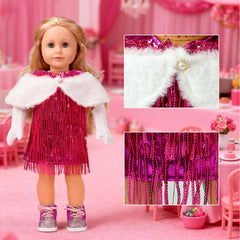 Clbaby 18-inch doll fringed gown wrap adds glamorous flair during pretend events