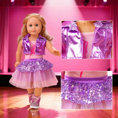 Clbaby 18-inch doll sparkly skirt catches light for festive dress-up moments