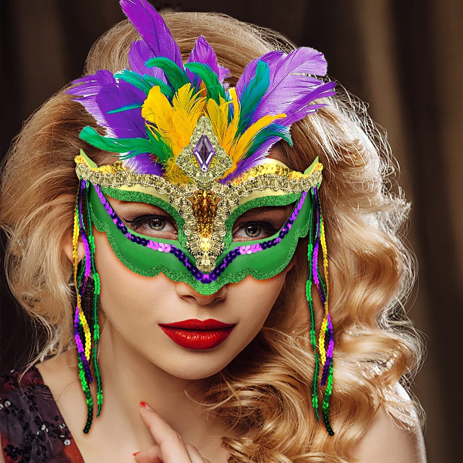 Cleacloud women's Venetian mask adds mystery at masquerade events.