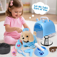 Cleboen puppy care playset kennel keeps accessories organized during playtime.