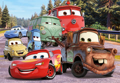 Bright colors and oversized pieces help young builders assemble easily with Clementoni Cars on the Road puzzle.
