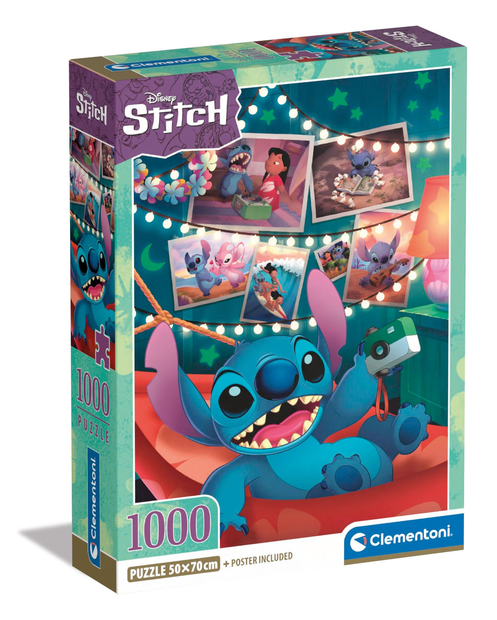Clementoni Disney Stitch puzzle 1000 pieces wide scene for immersive relaxation.