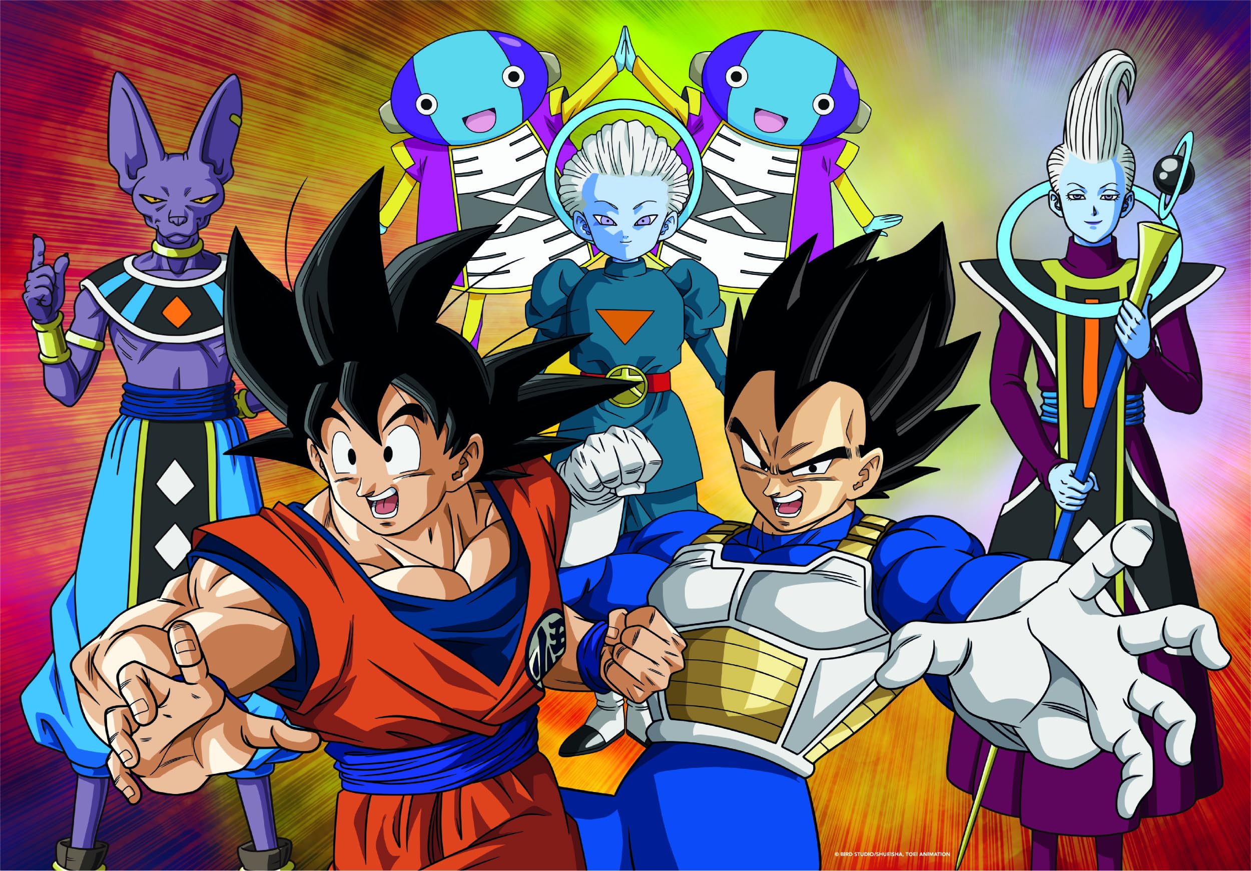 Clementoni Dragon Ball Super puzzle assembled to 49x36 cm for display and relaxation.