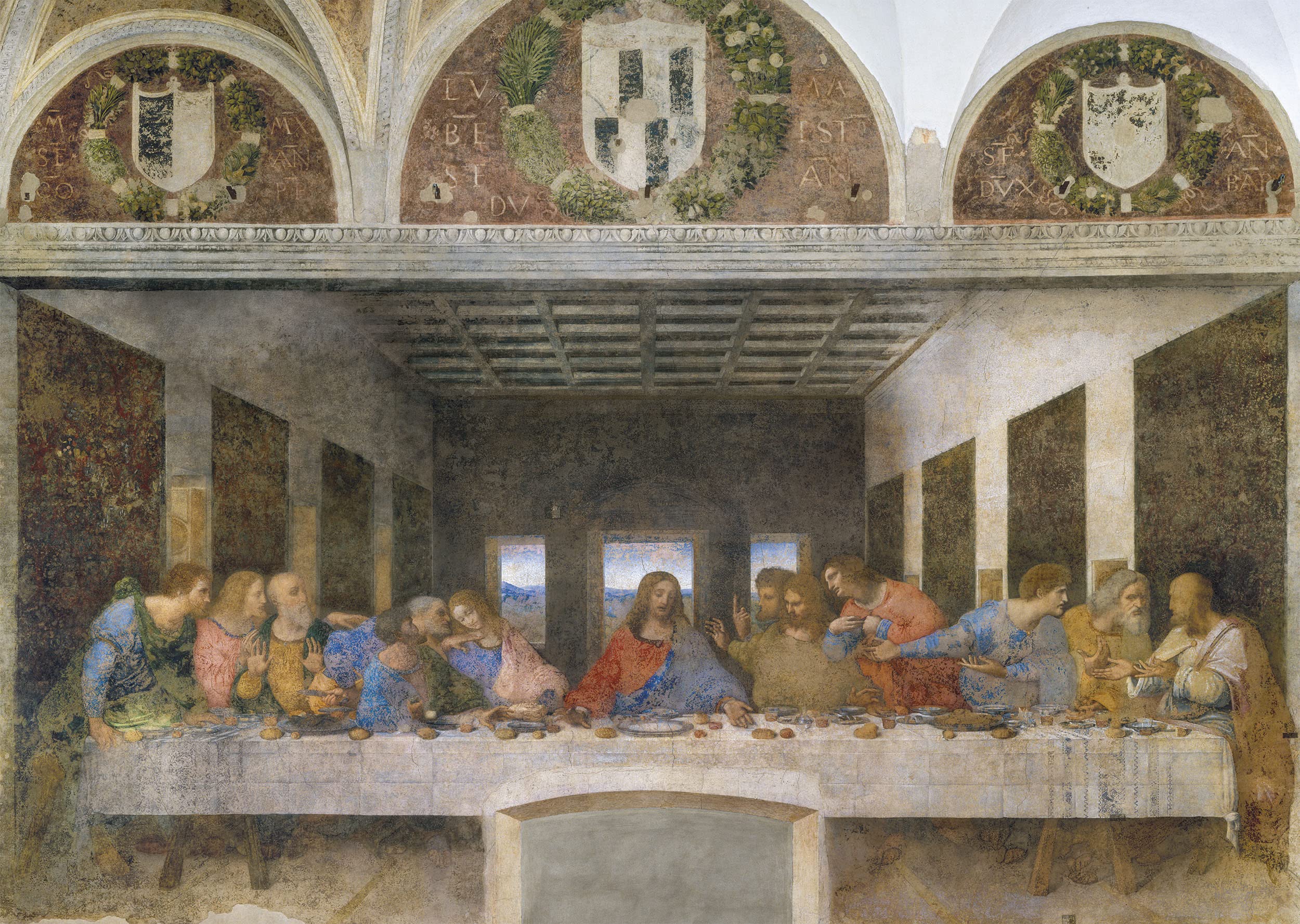 Clementoni Last Supper puzzle assembly demonstrates the 69 by 50 cm finished art.