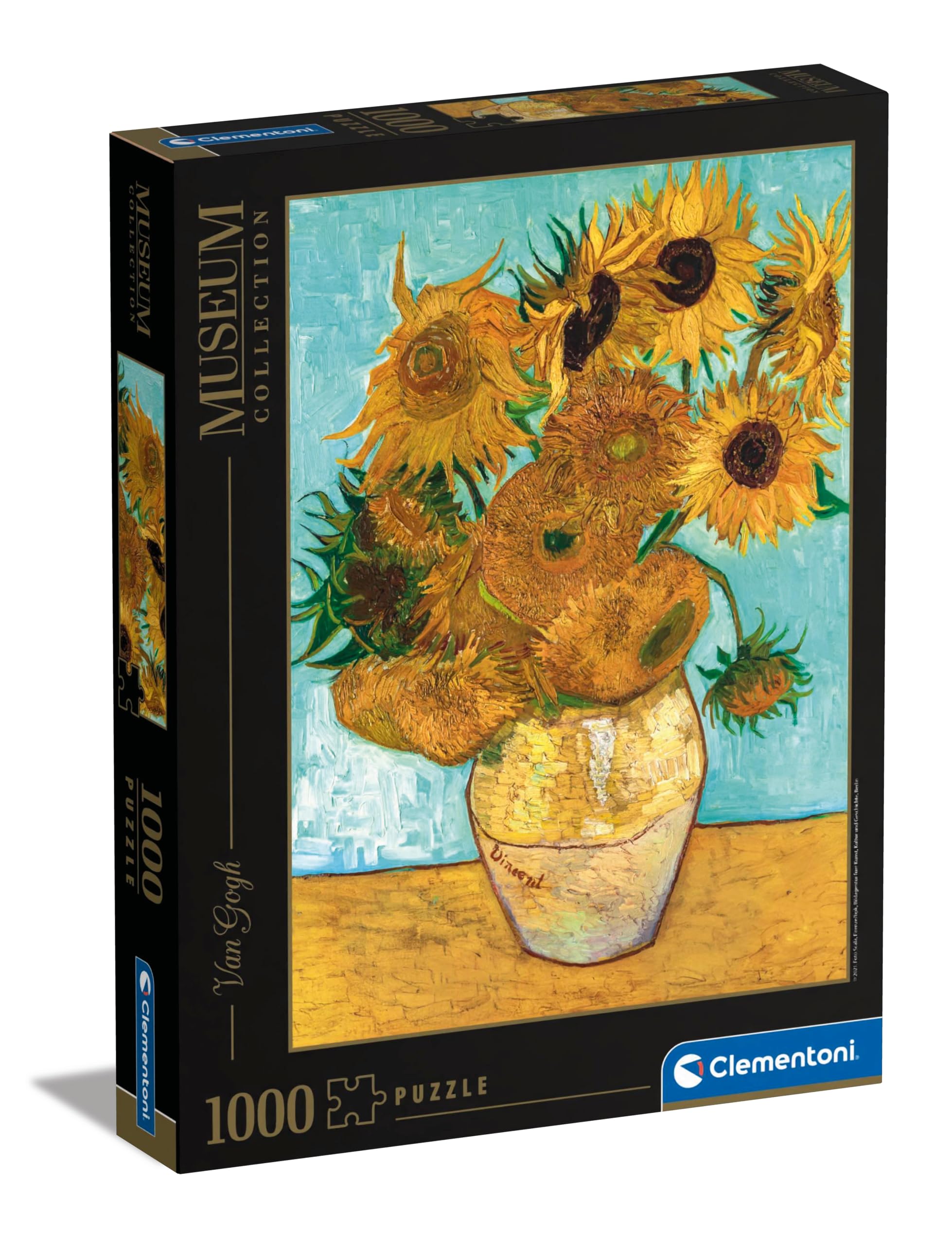 Clementoni Museum puzzle cover featuring Van Gogh's Girasoli for immersive sessions.