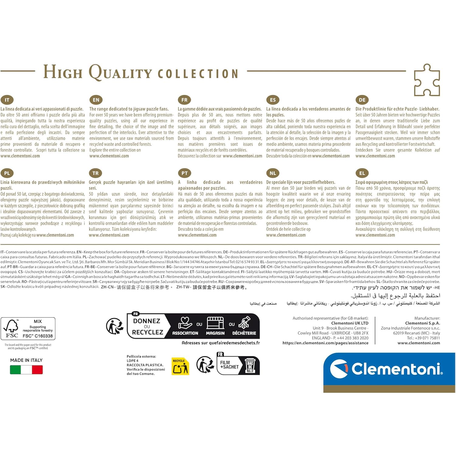 Clementoni puzzle includes a poster to inspire display when finished.