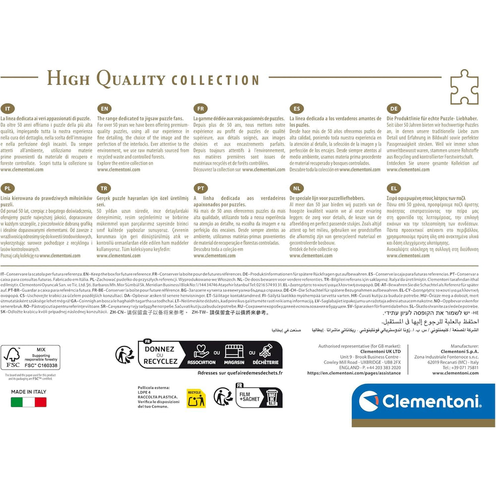 Clementoni puzzle includes a poster to inspire display when finished.